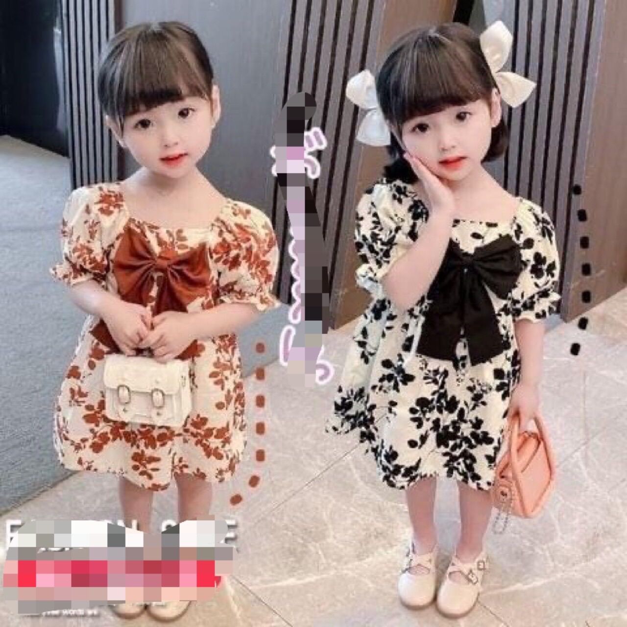 Đầm phối nơ xinh xắn cho bé gái