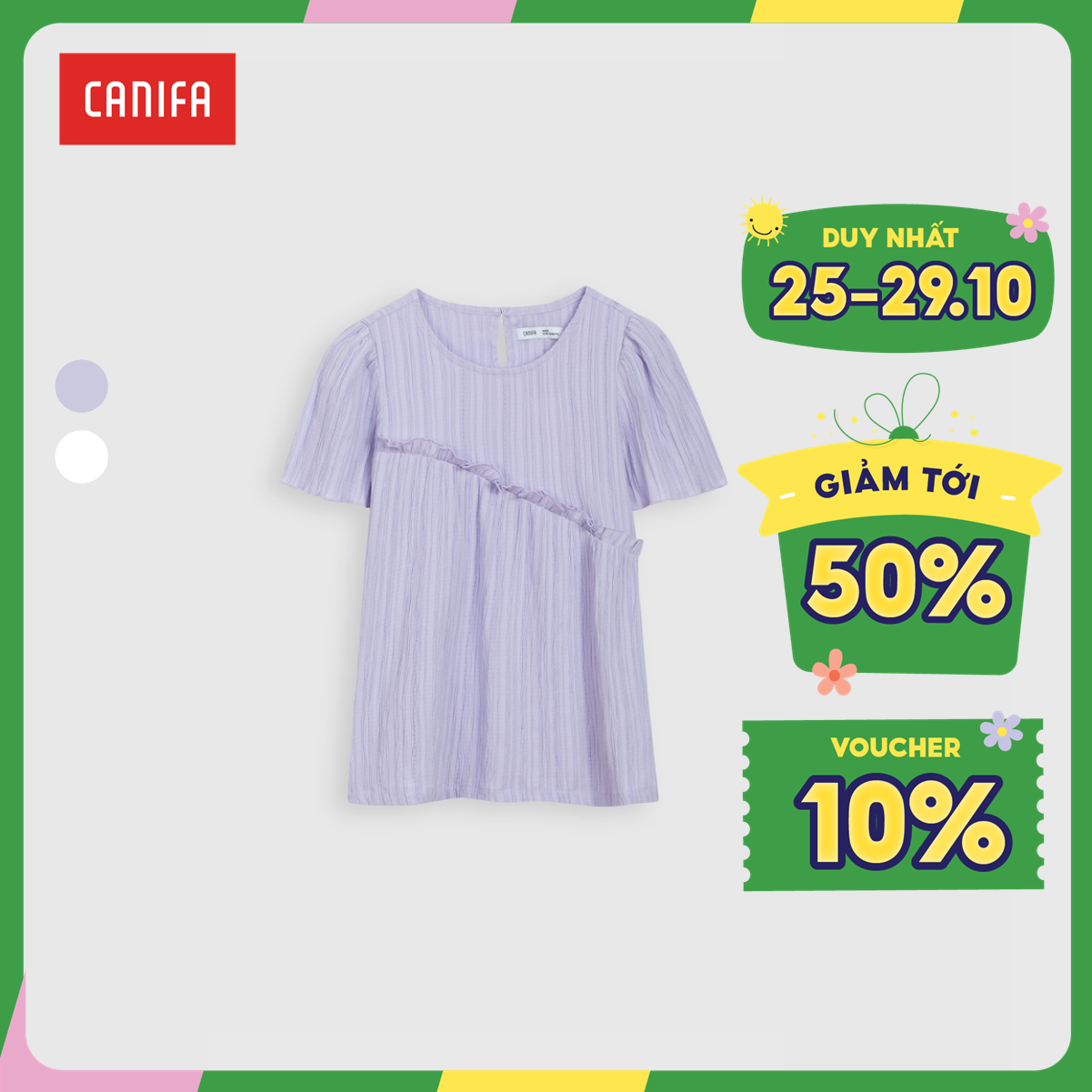 Váy liền bé gái cotton usa canifa 1ds21s007