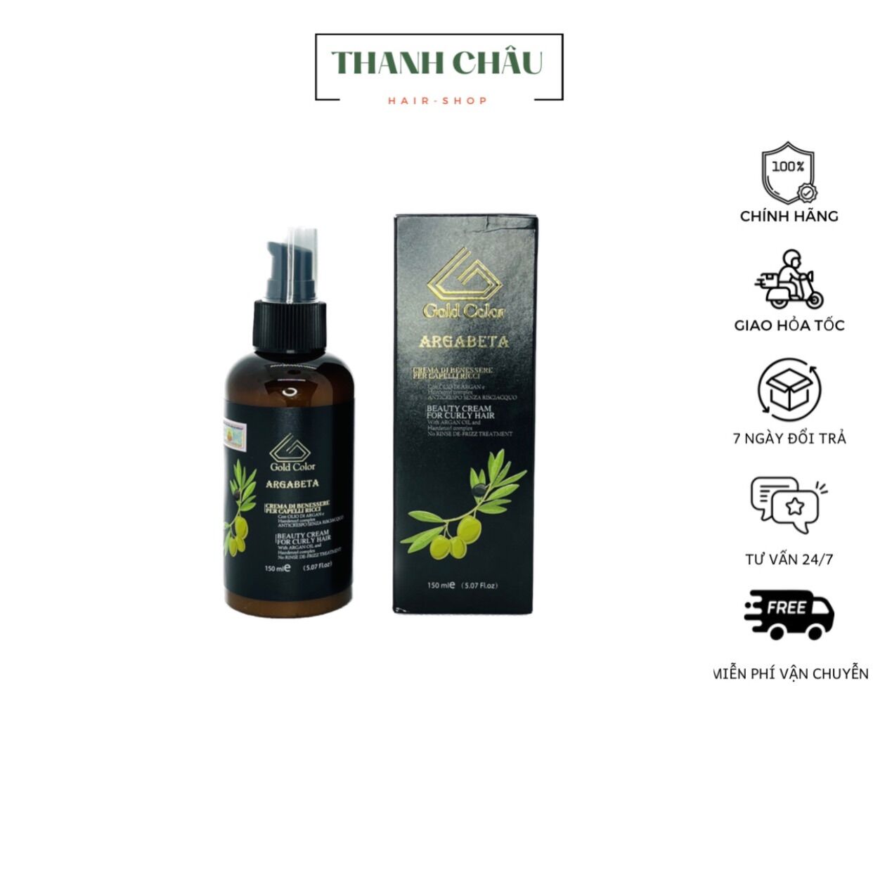 Kem xả khô Gold Color ARGABETA Beauty Cream For Curly Hair dành cho tóc xoăn 150ml