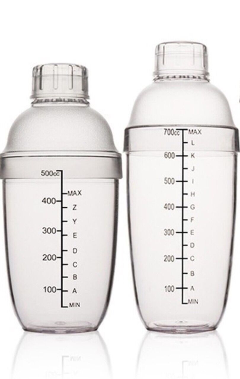 Bình lắc shaker nhựa 530ml vạch in đen tiện lợi