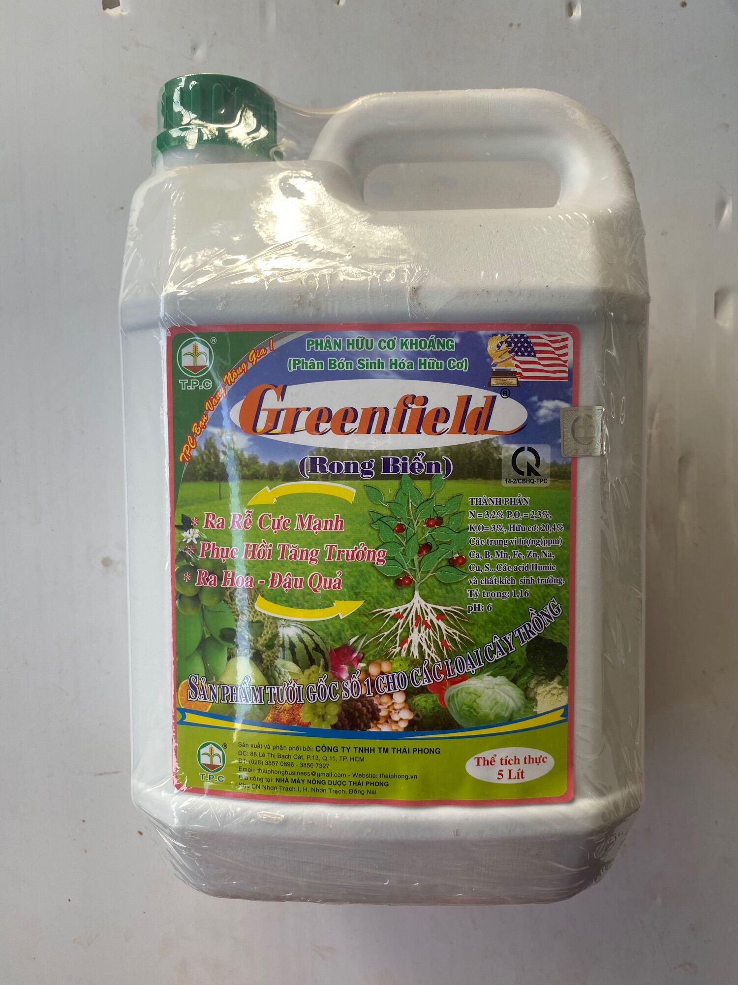 Phân hữu cơ khoáng greenfield rong biển can 5 lít