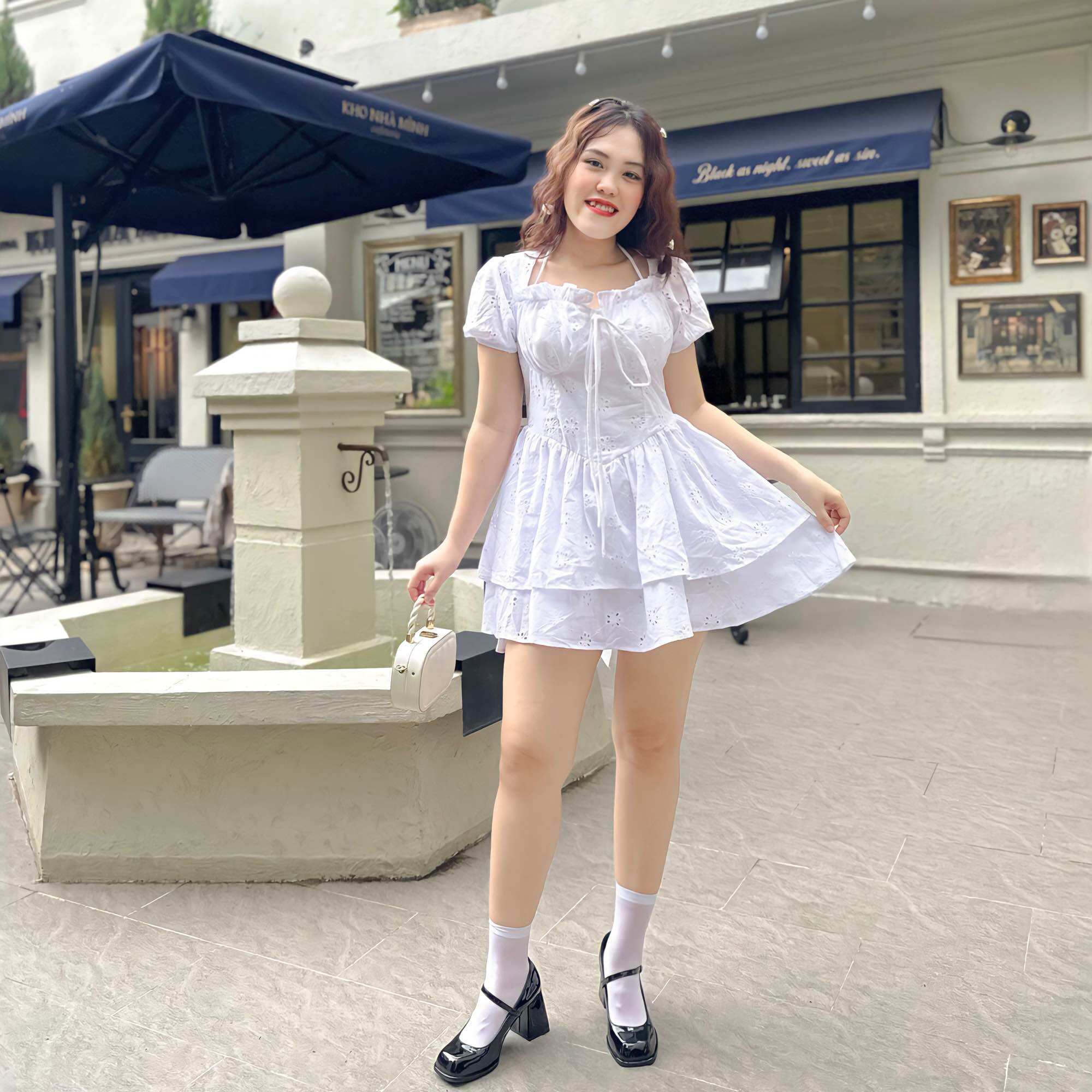 OOTD BIGSIZE | Đầm xô hoa tầng dây buộc cổ