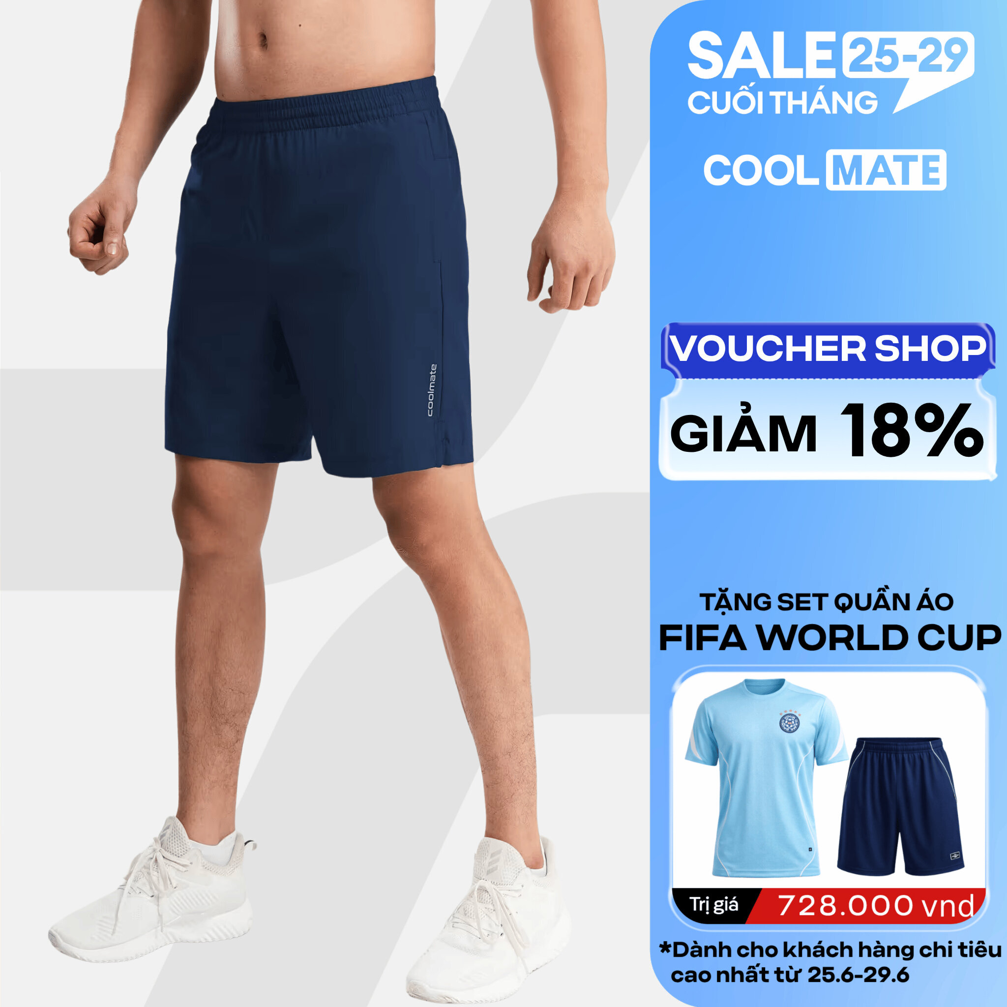 Quần thể thao nam 7inch Ultra Short có túi khóa kéo Coolmate