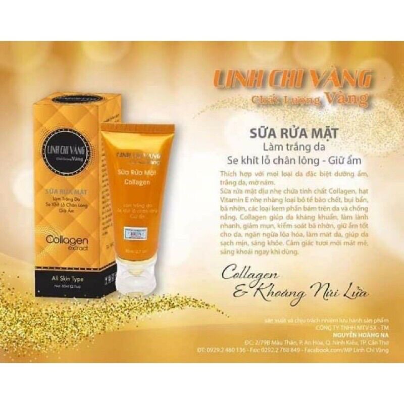 Sữa rửa mặt linh chi vàng collagen 80ml