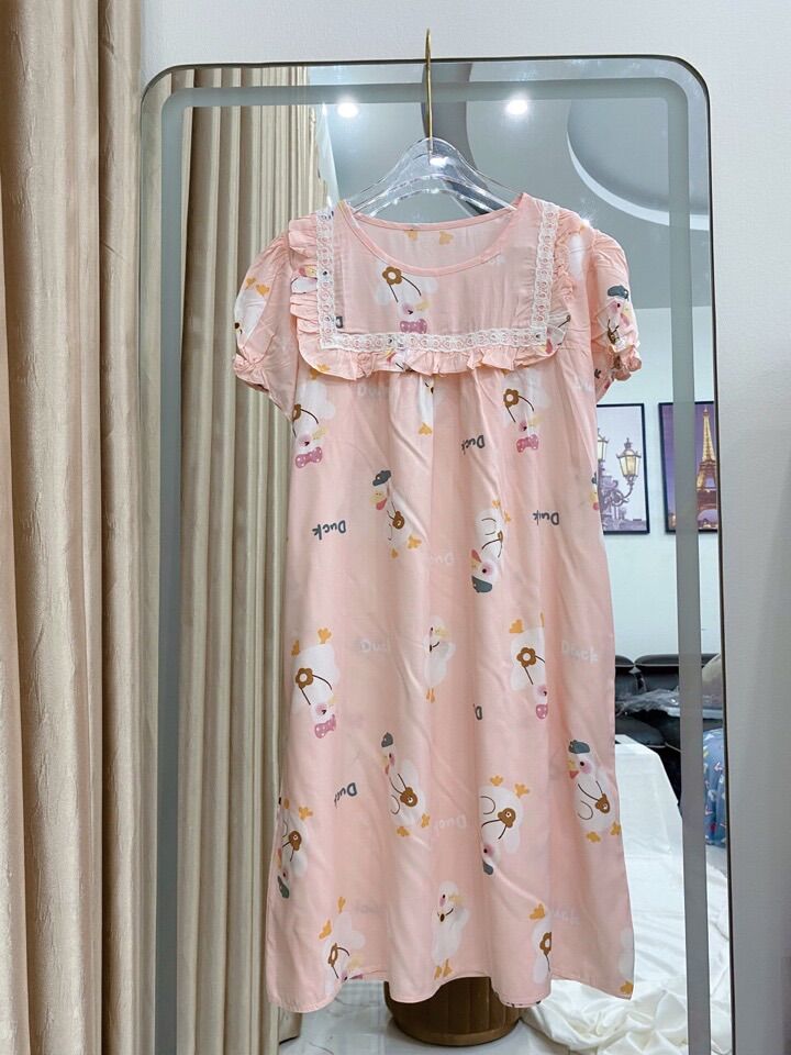 Đầm bầu lanh mặc nhà có tay siêu mát