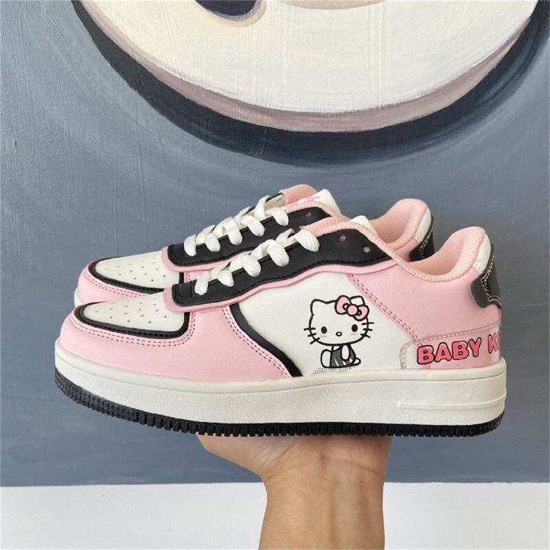 Giày đế bằng đáng yêu màu hồng kitty kiểu nhật mùa xuân thu mẫu mới 2022 giày thể thao hello kitty cô gái dịu dàng học sinh nữ