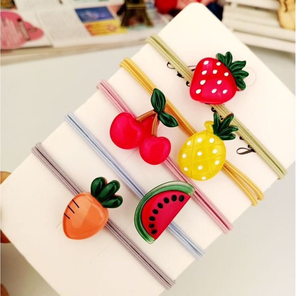 💥Xả hàng Set- 10 dây cột tóc Hình Trái cây bóng (hình Thật)