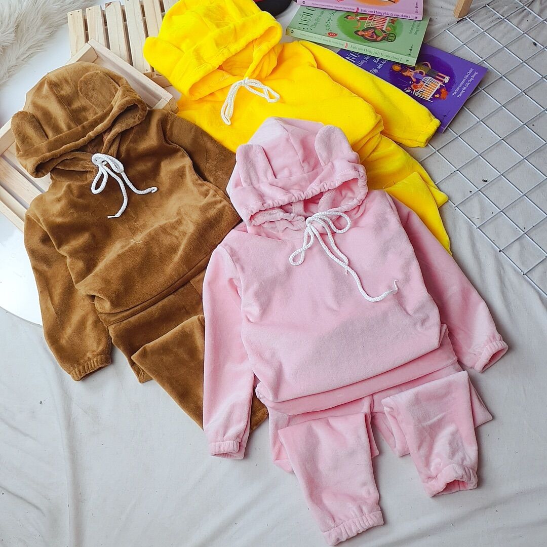 Bộ nhung tai gấu cổ chui cho bé từ 8-20kg