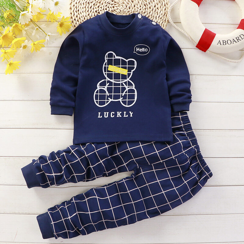 Quần áo thu trẻ em em bé bộ đồ lót giữ ấm mùa thu đông cotton đồ ngủ bé gái bé trai em bé đáng yêu