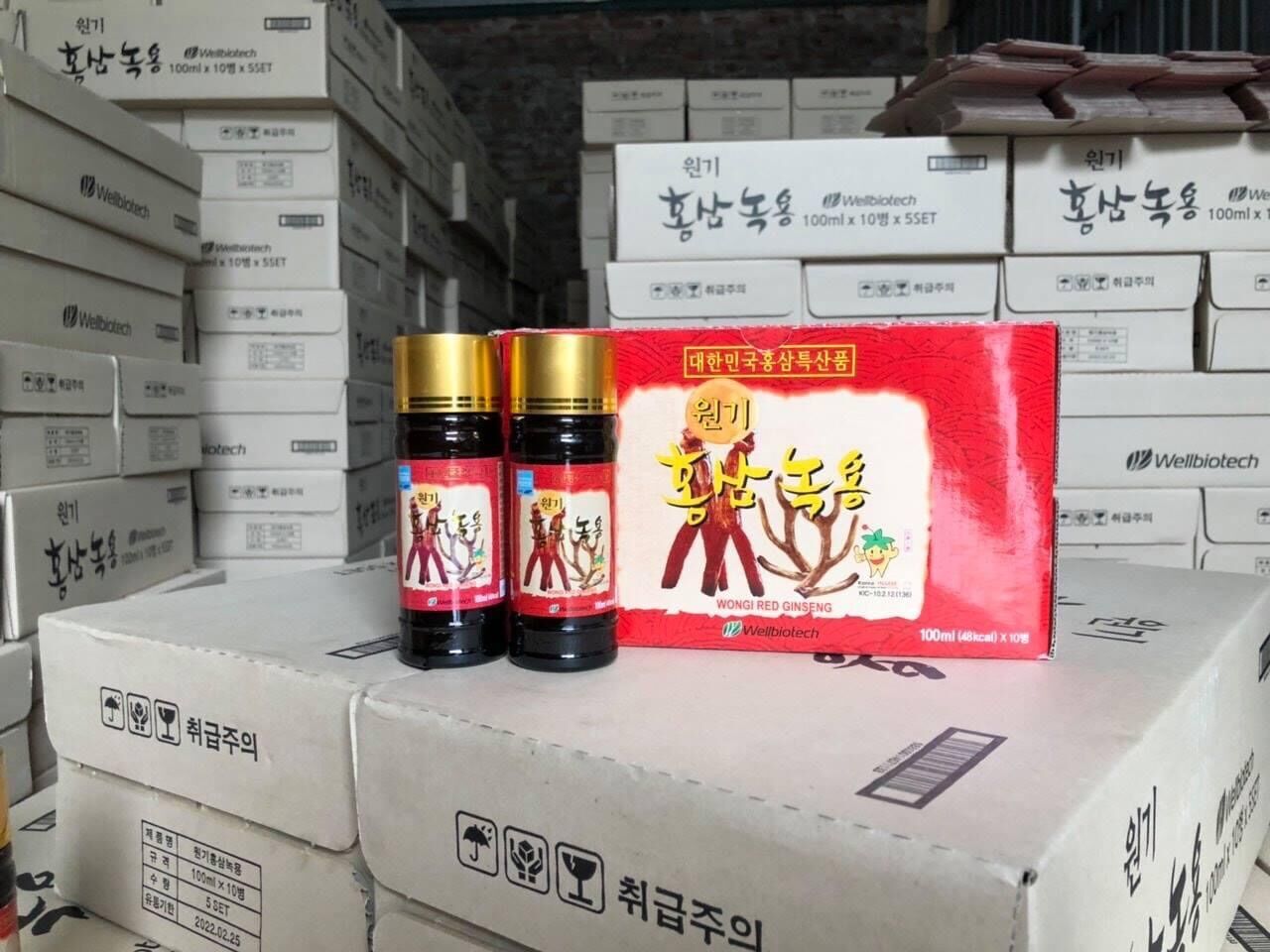 Nước hồng sâm nhung hươu Hàn quốc hộp 10 chai x 100ml