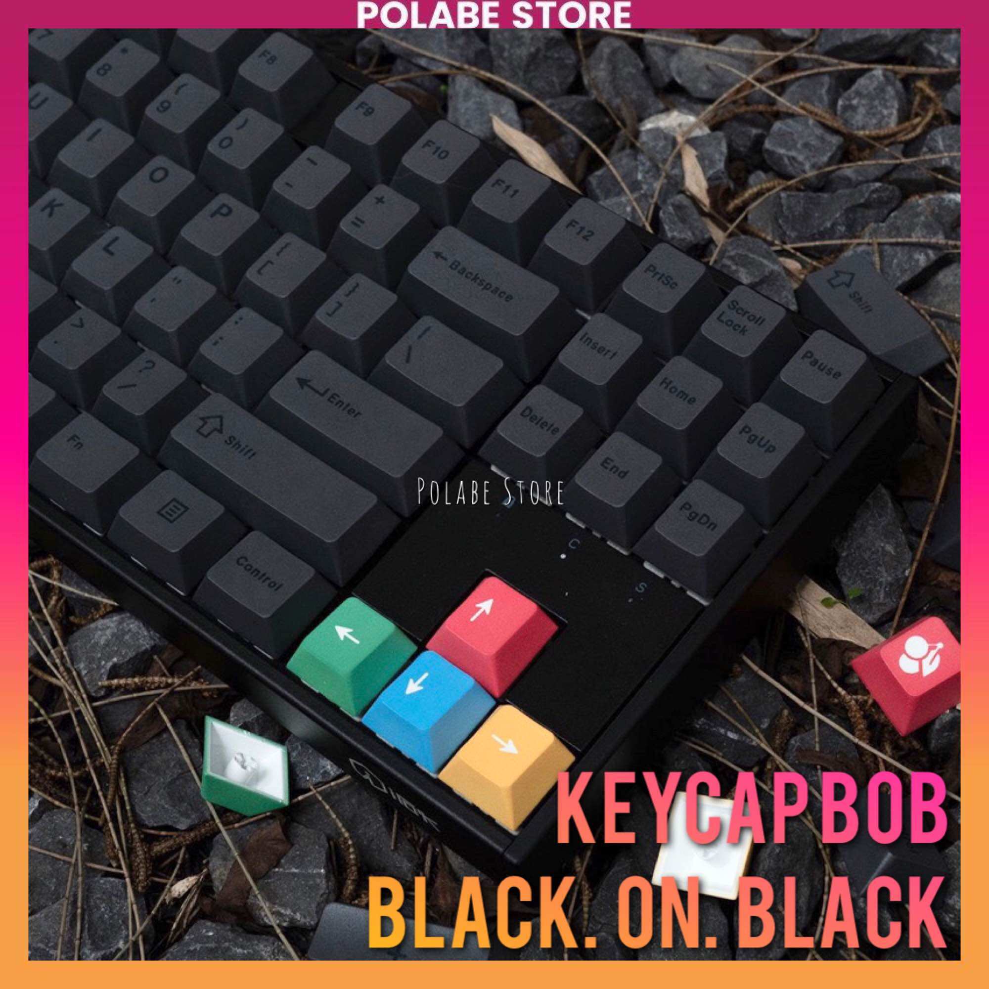 Nút bấm Keycap Cherry BoB Black on Black CMK Aifei Cherry Profile bàn phím cơ - Polabe Store