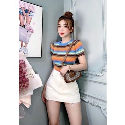 ÁO REN DÂY VAI MÀU BE - Áo kiểu ren tay cánh tiên dáng croptop phối dây cột nơ HÀNG QUẢNG CHÂU