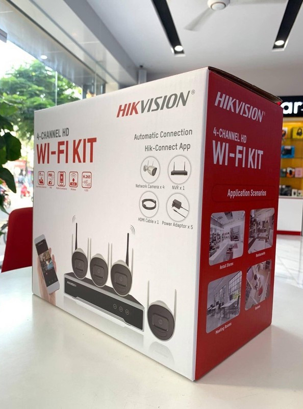 Bộ kit 4 camera ip wifi 2mp hikvision nk42w0 chính hãng