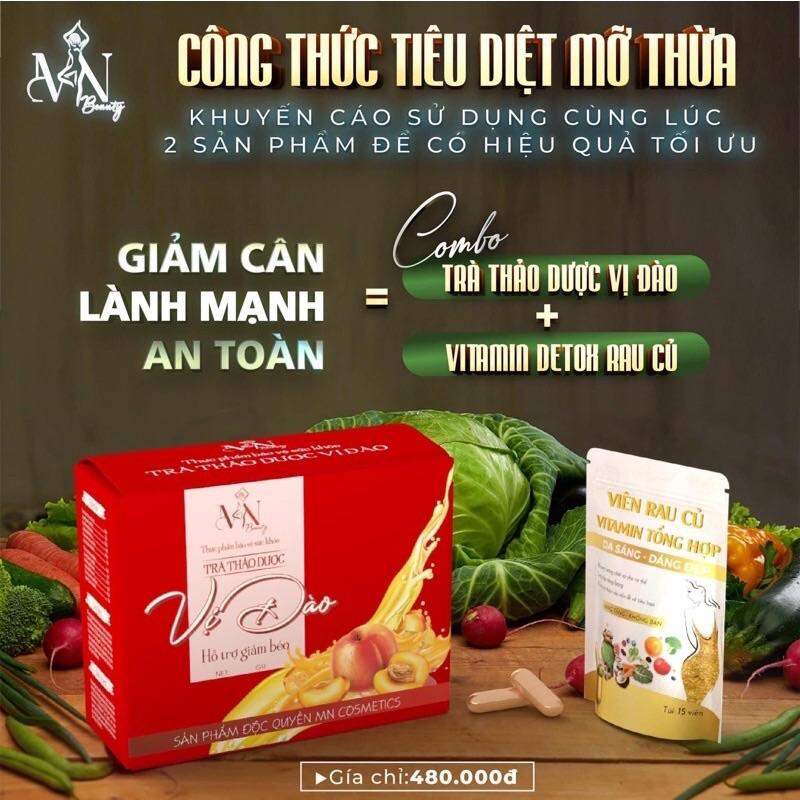 Trà giảm cân vị đào thơm dễ uống - giảm cân an toàn Đông Anh [ 1 Hộp 15 gói CHÍNH HÃNG Cty 100%]