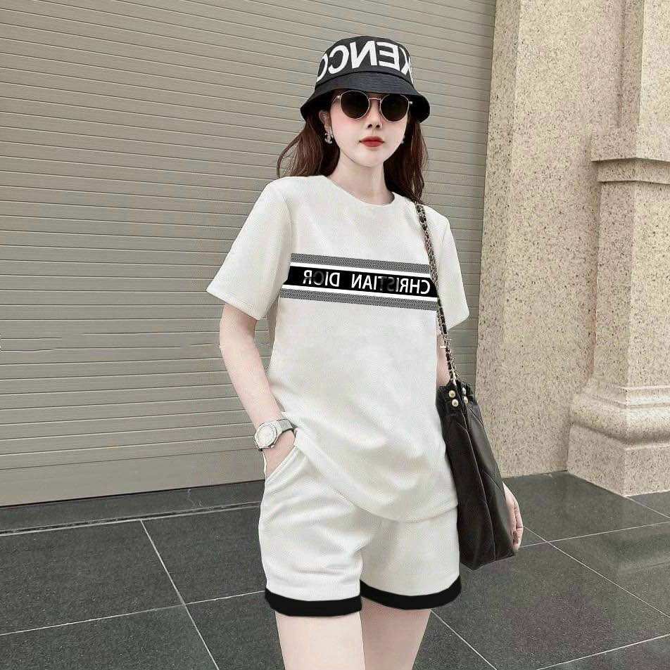 Sét bộ short thun cotton phối logo in cao cấp