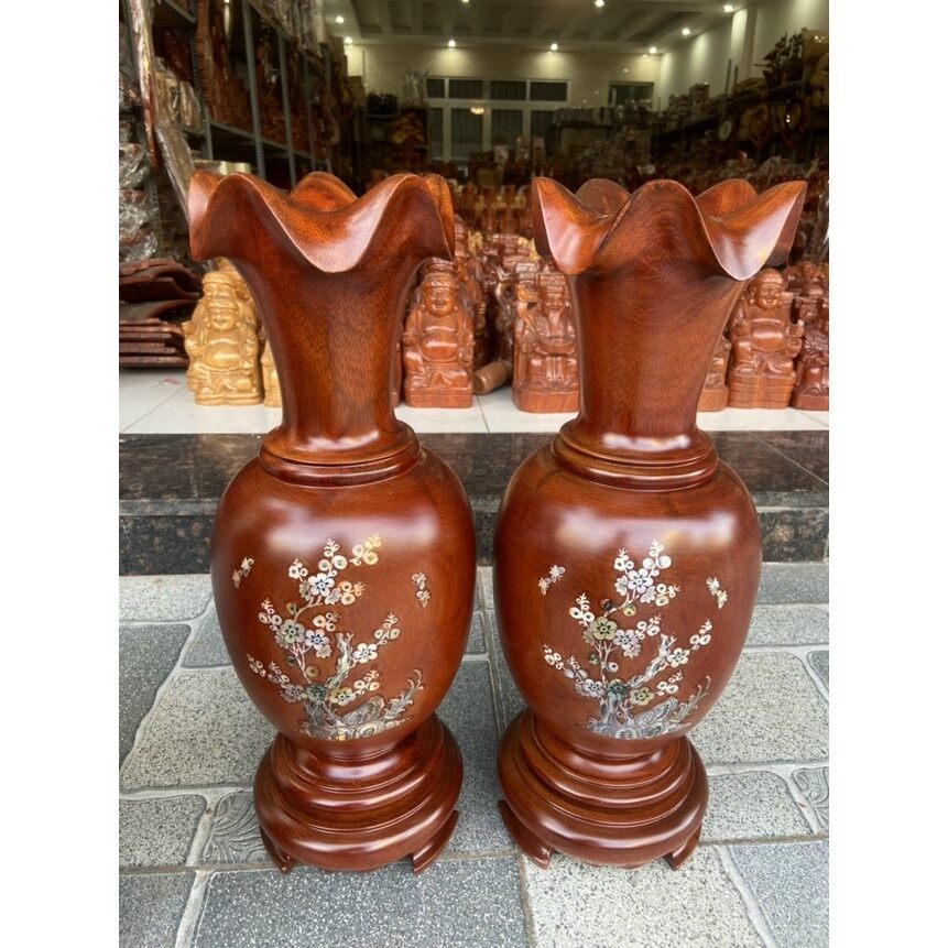 Cặp lục bình gỗ Lim cao 40cm