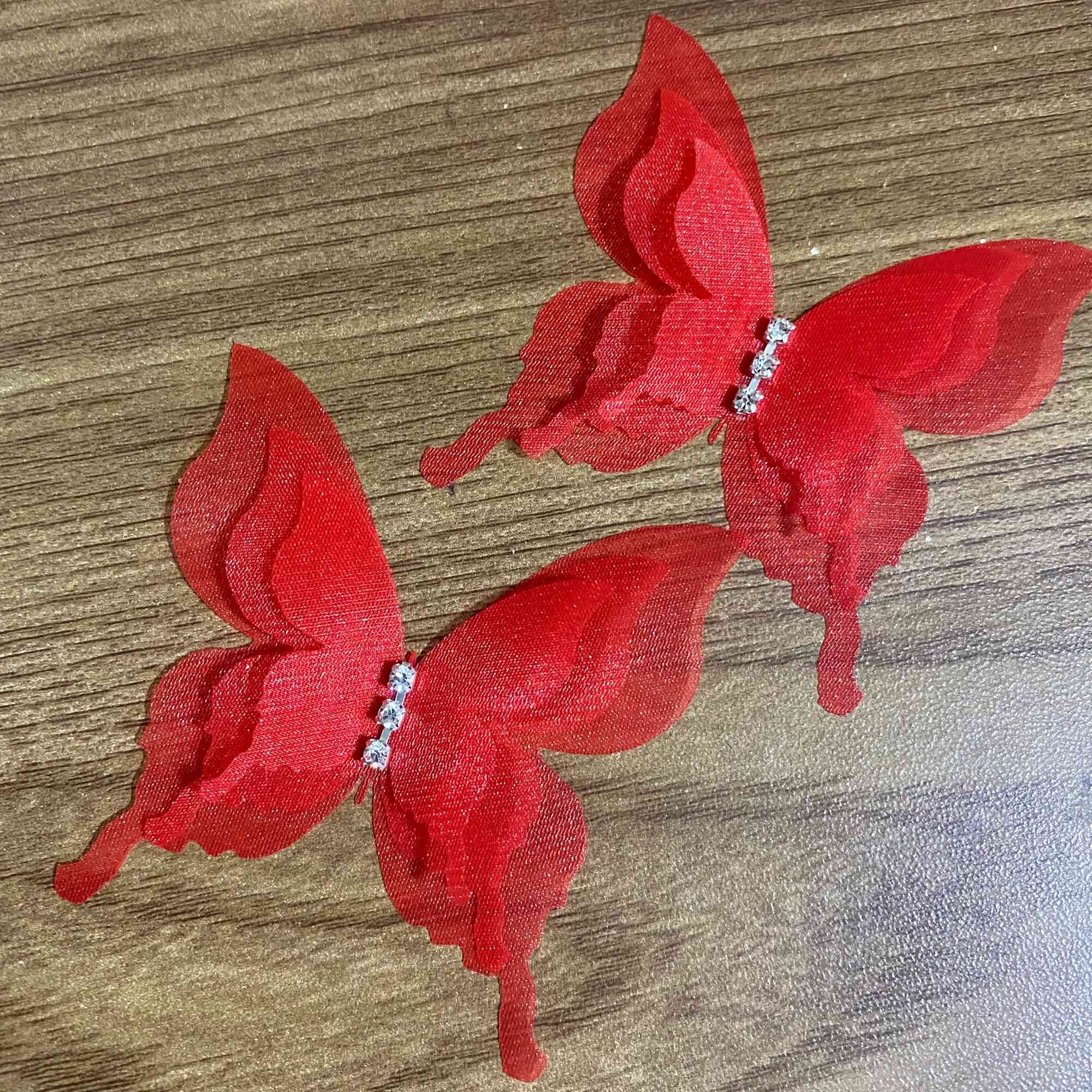 SET 5 BƯỚM TRANG TRÍ ĐÍNH ĐÁ 3 LỚP SIZE 6cm