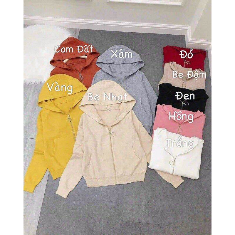 Áo Khoác Len Nữ Có Nón, Dây Kéo. Áo Khoác Cardigan Nữ Hàng Nhập [H190]