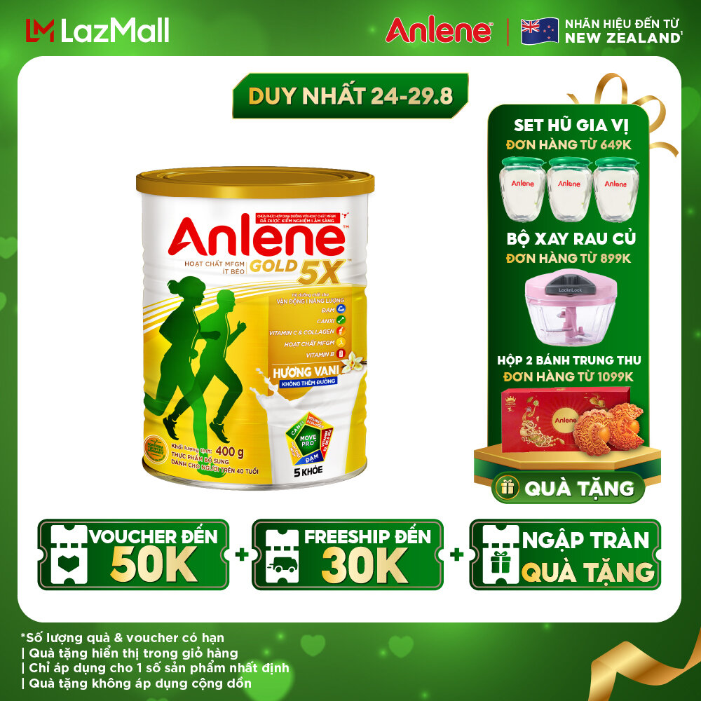 Sữa bột Anlene Gold 5X hương vani lon 400g
