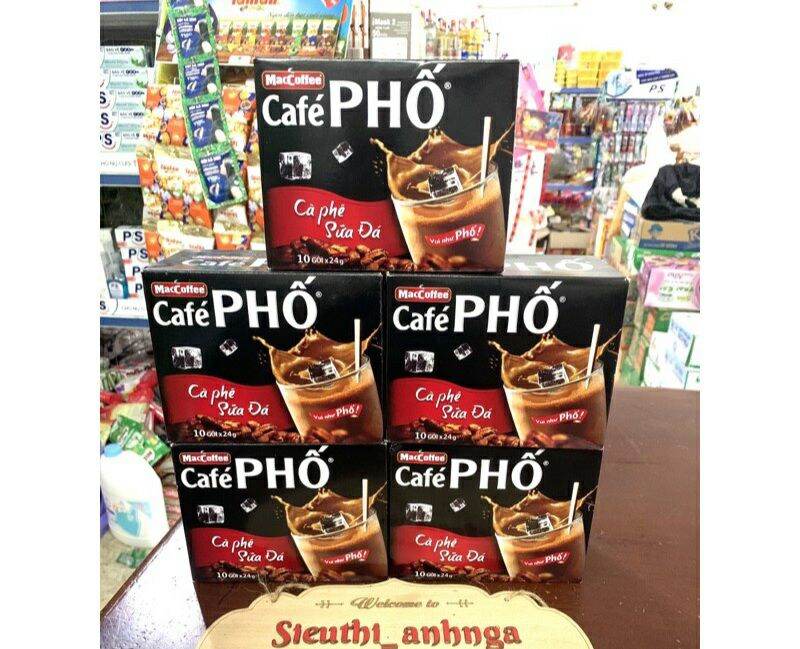 (Tặng ngay 3 cây bàn chải đánh răng ) COMBO 8 HỘP Cà phê Phố sữa đá MacCoffee (10 gói x 24gr)