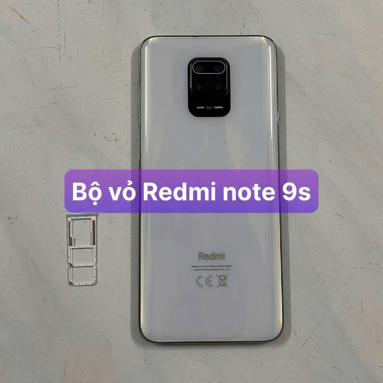 bộ vỏ xương Redmi note 9s ,kèm khay sim,phím,kính camera