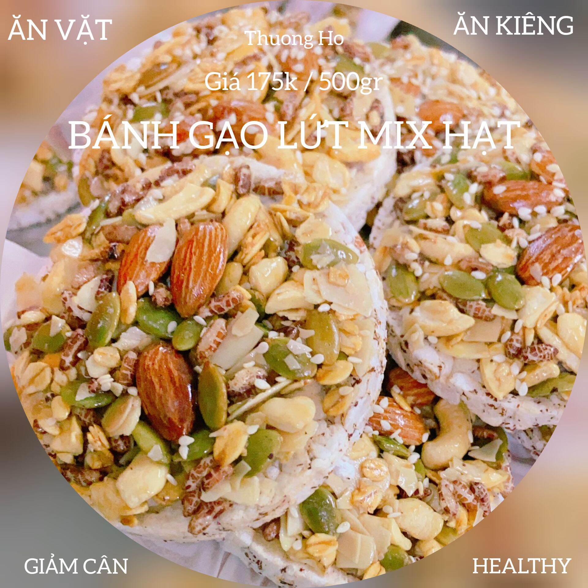 Bánh gạo lứt hạt dinh dưỡng 500gr ăn kiêng , giảm cân , healthy , ăn chay