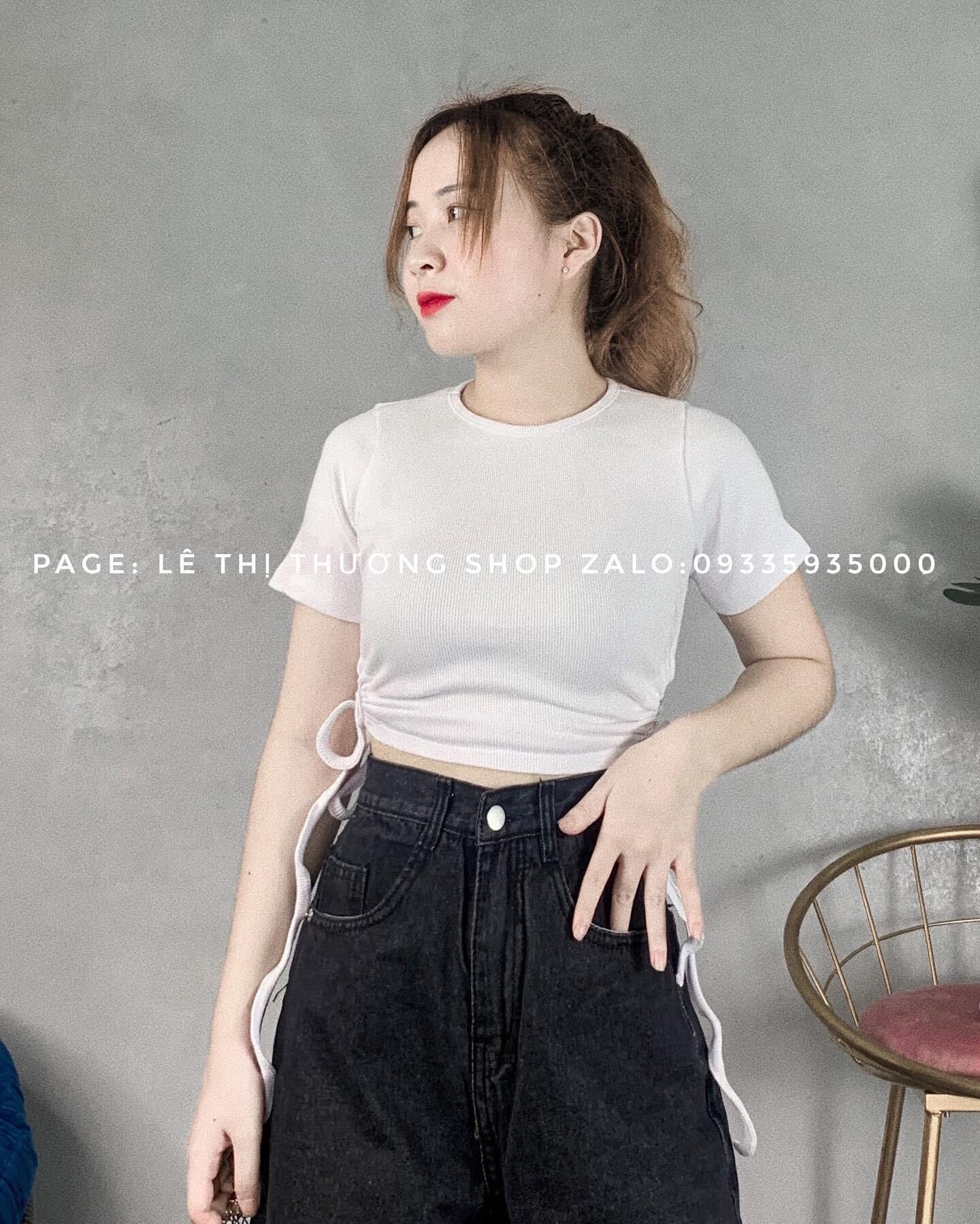 Set Baggy Xám + Croptop Rút Dây Trơn