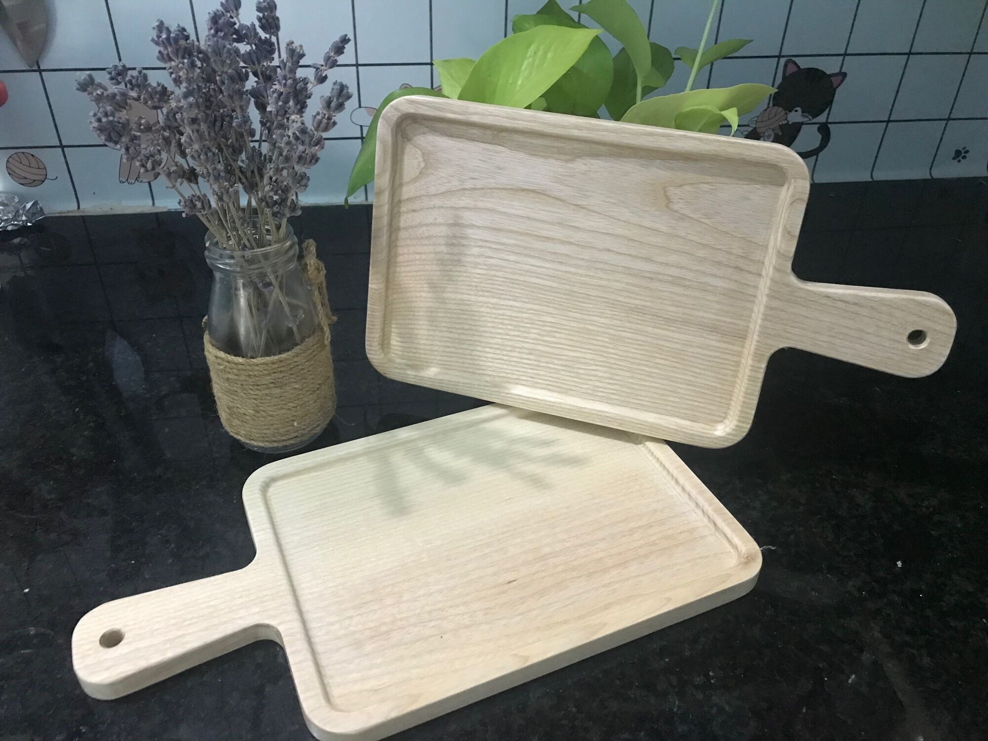 Khay gỗ tần bì chữ nhật chống thấm nước