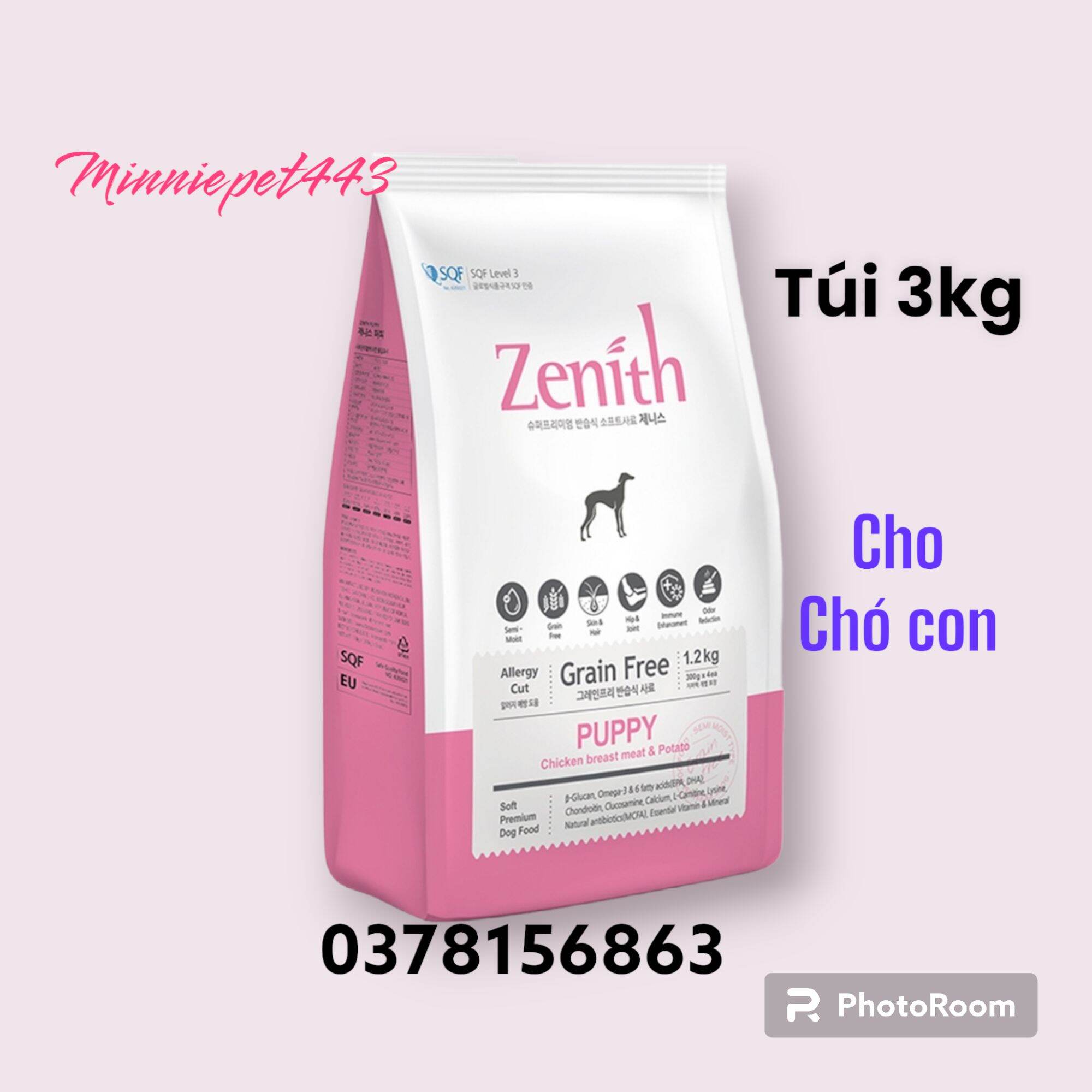 Thức ăn hạt mềm cho chó con zenith puppy gói 3kg