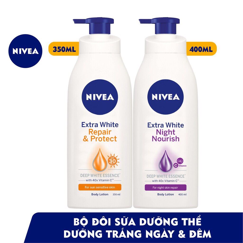 [Hcm][Nive1205 Giảm 10% Đh179K] Bộ Đôi Sữa Dưỡng Thể Trắng Da Ngày (350Ml) & Đêm (400Ml)