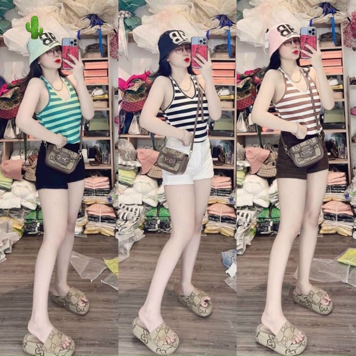 ÁO CỔ TIM SỌC VIỀN MÀU