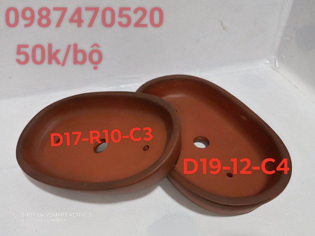 Bộ chậu oval đất nung trồng cây mini,chậu trồng cây bonsai,sen đá mini