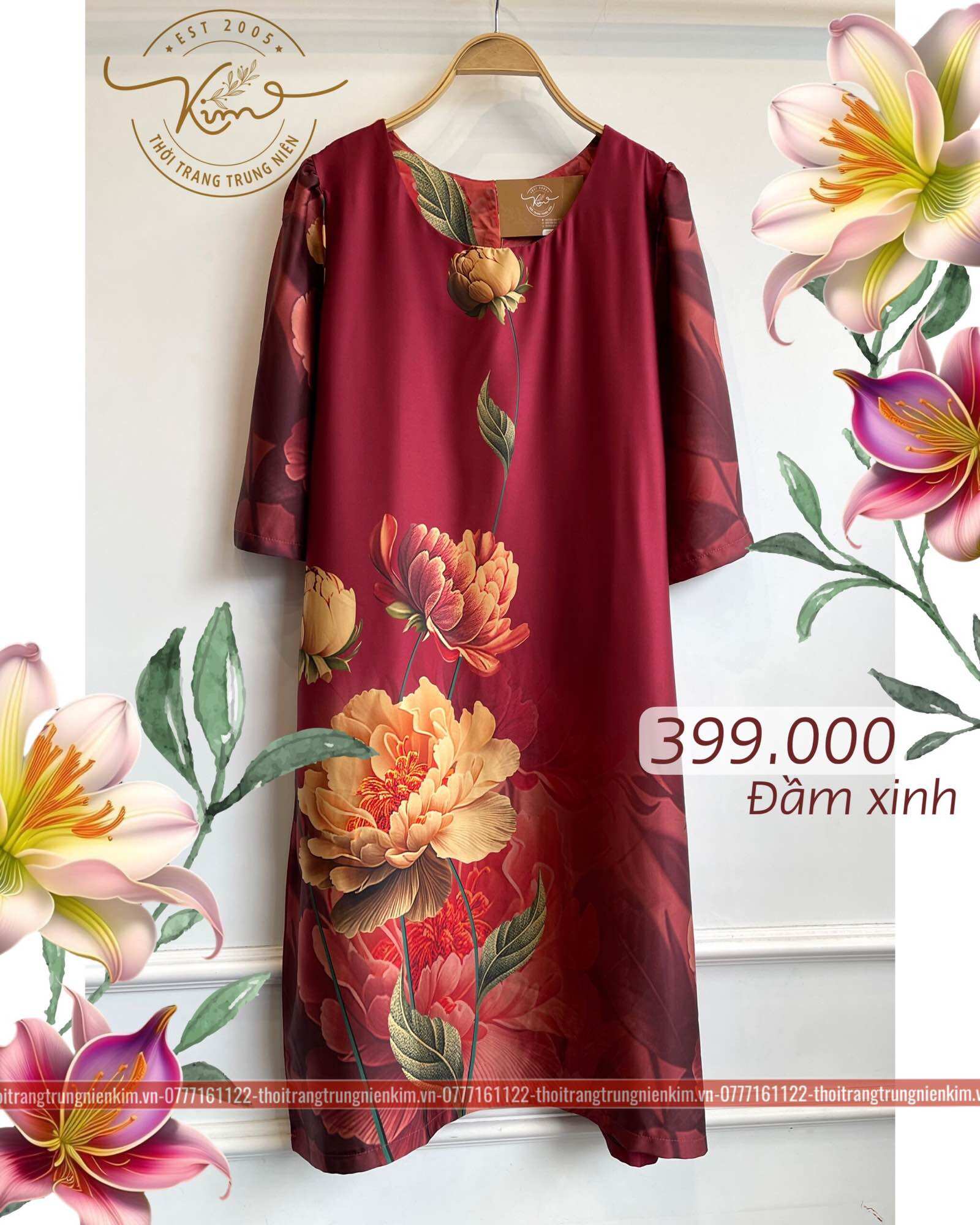 Đầm lụa trung niên sang trọng Bigsize