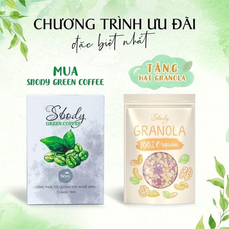 Cà phê nấm men sbody green coffee hộp 12 gói