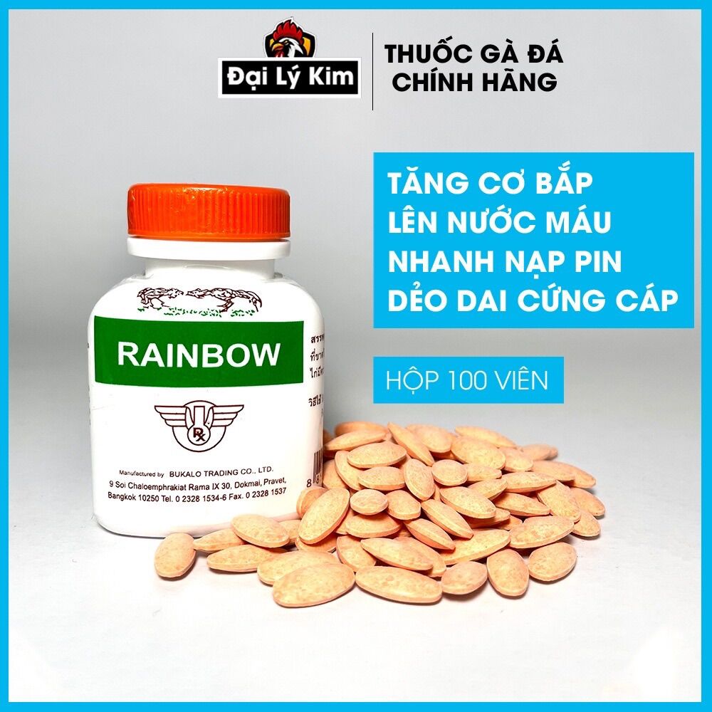 Rainbow nuôi gà đá chính hãng thái lan hủ 100 viên , thuốc gà đá tăng bo