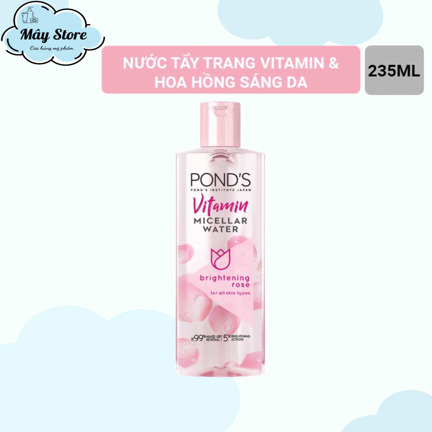 Nước tẩy trang pond's vitamin và hoa hồng sáng da 235ml
