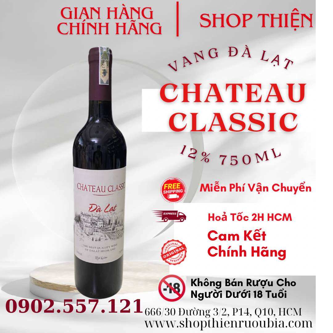 Vang đà lạt đỏ chateau classic 12% 750ml