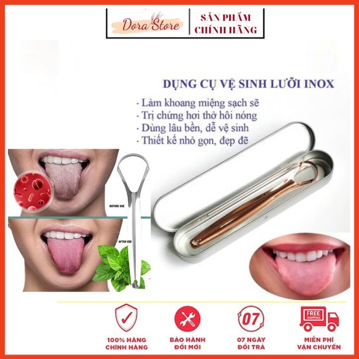 Hàng Cao cấp kèm hộp- Dụng Cụ Nạo Lưỡi, Cạo Lưỡi, Vệ Sinh Lưỡi Người Lớn Bằng inox cao cấp Thép Không rỉ Dorastore