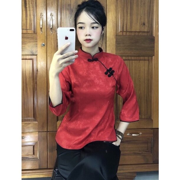 ĐỒ LAM ĐI CHÙA - MẪU NỮ BÀ BA XÉO LỤA GẤM - ÁO VÀ QUẦN ĐEN
