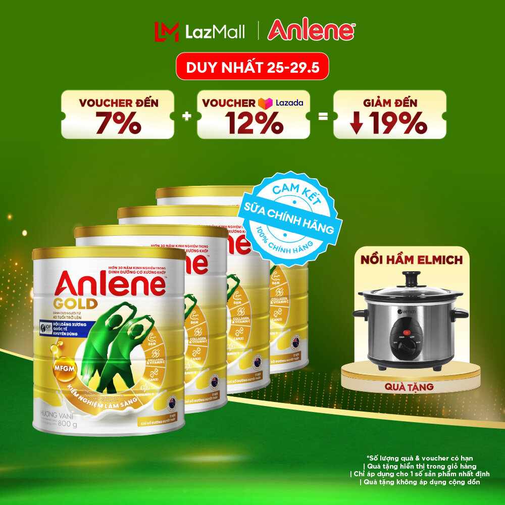 [Voucher giảm đến 26%]Combo 4 Sữa Bột Anlene Gold Hương Vani 800G