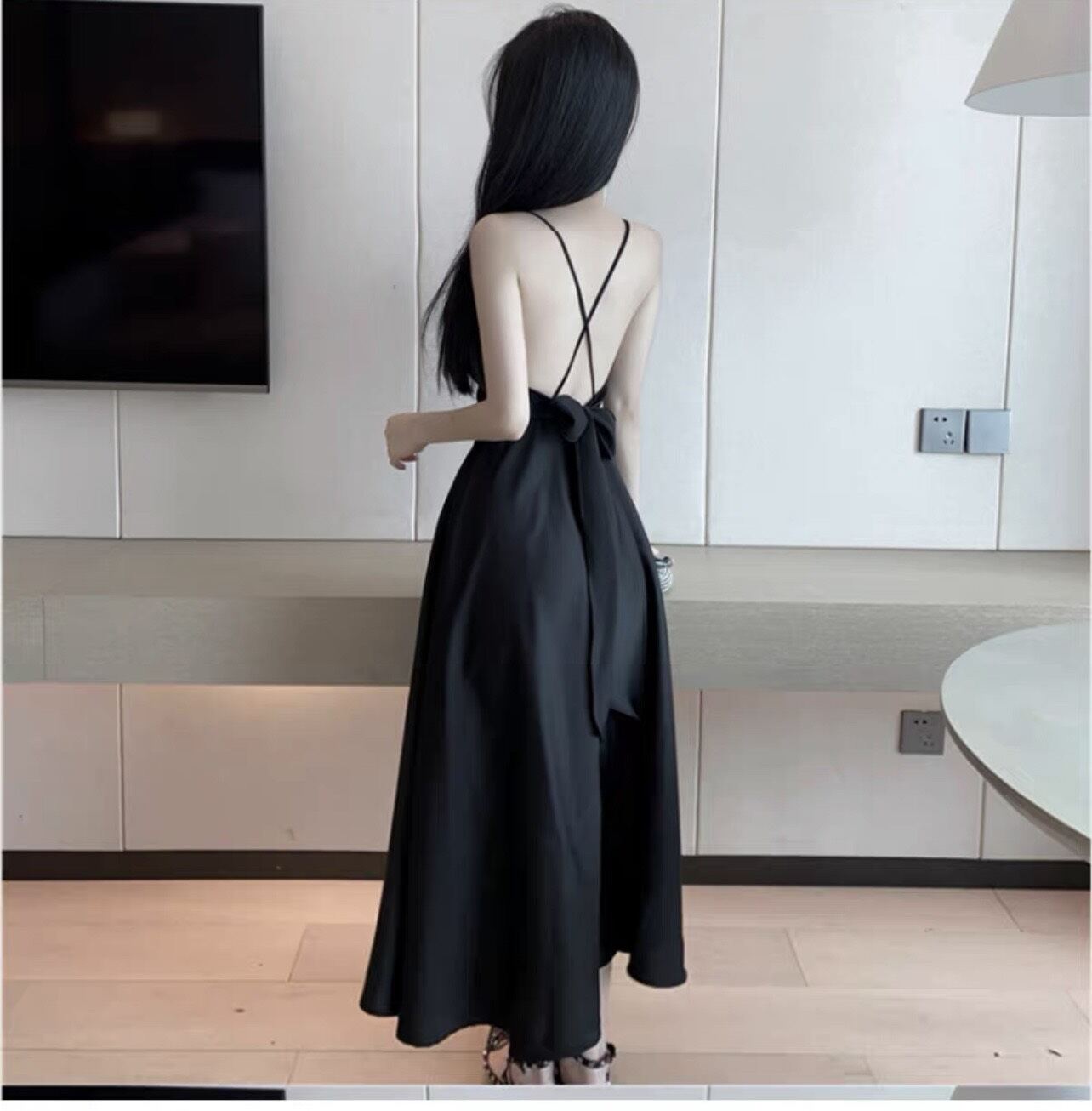 Đầm Xòe Hai Dây Nơ Lưng