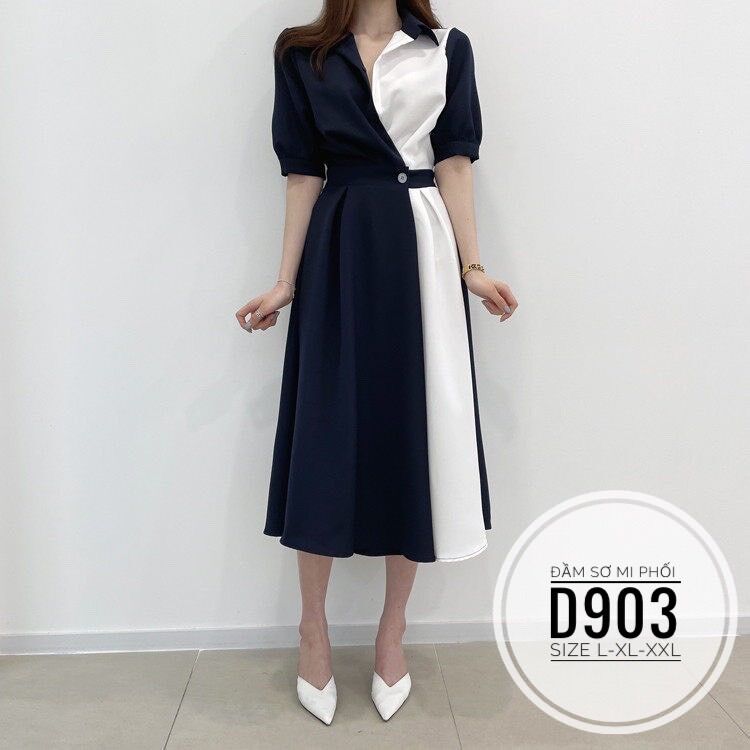 60-90kg Bigsize ĐẦM SƠ MI PHỐI THIẾT KẾ D903