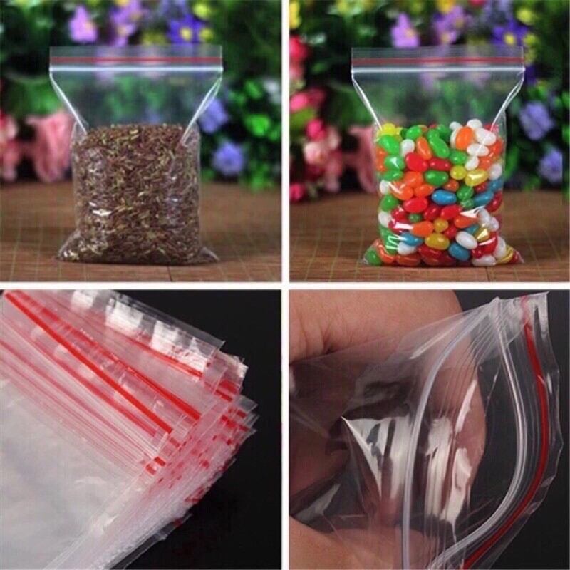 100 cái túi zip chỉ đỏ loại nhỏ .