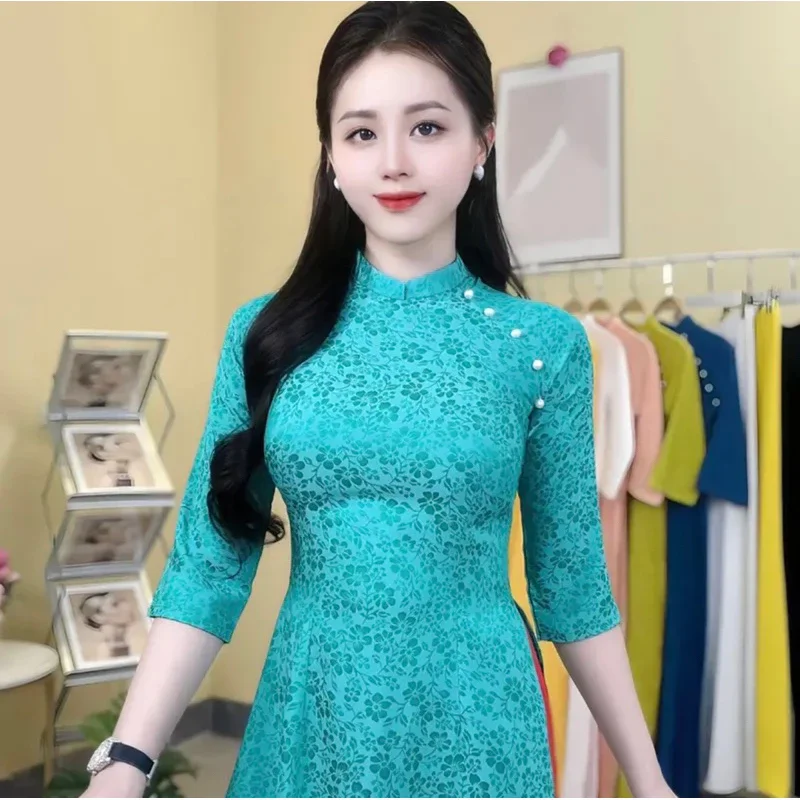 Áo dài gấm tơ truyền thống Cao cấp