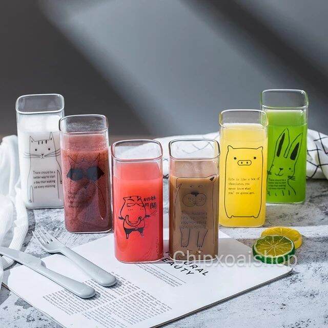Ly Thủy Tinh Vuông Dễ Thương