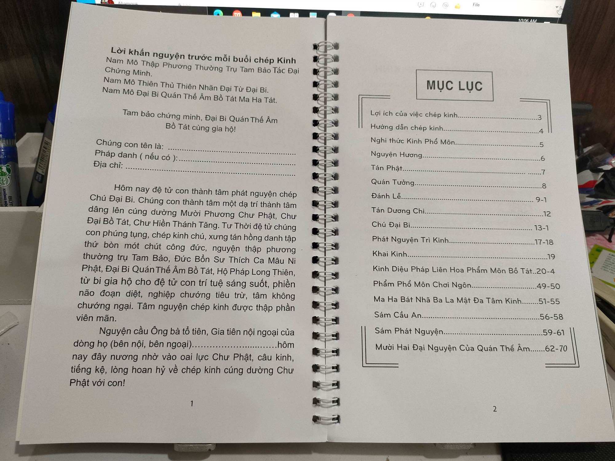 Vở chép kinh Cầu An in mờ(tặng 1 bút + 7 ngòi)