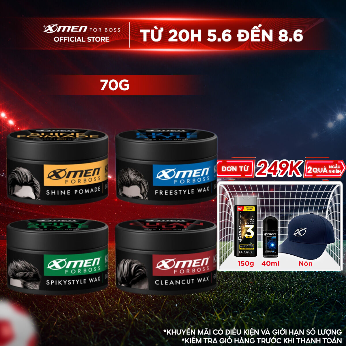 [MỚI] Sáp vuốt tóc nam Wax/Pomade Xmen for Boss 70g - Giữ nếp 8H với Keratin giúp tóc chắc khỏe