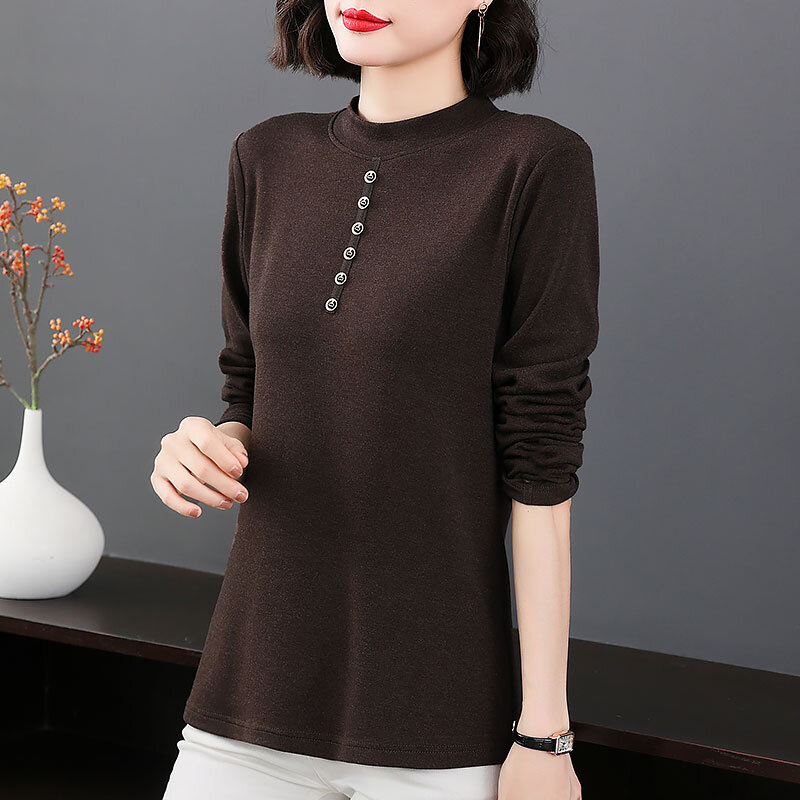 Áo mặc trong cổ cao vừa rộng rãi xả kho cắt mác sản phẩm chính hãng giảm giá thương hiệu áo kiểu tây dài tay phối bên trong thu đông cho nữ