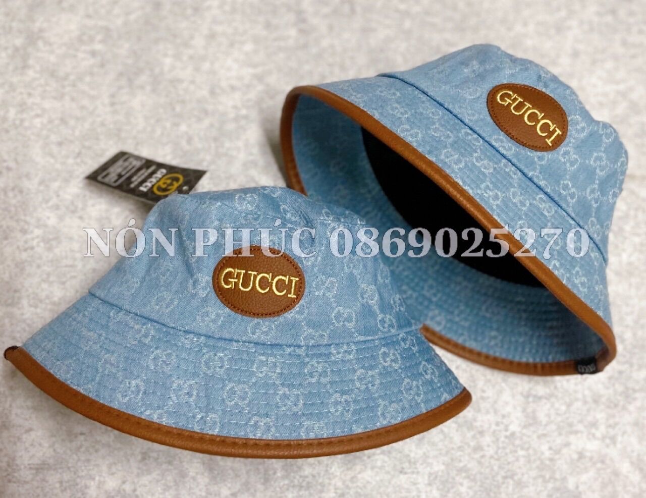 [HCM]MŨ BUCKET JEAN VIỀN DA LOGO CUCCI HOTTREND