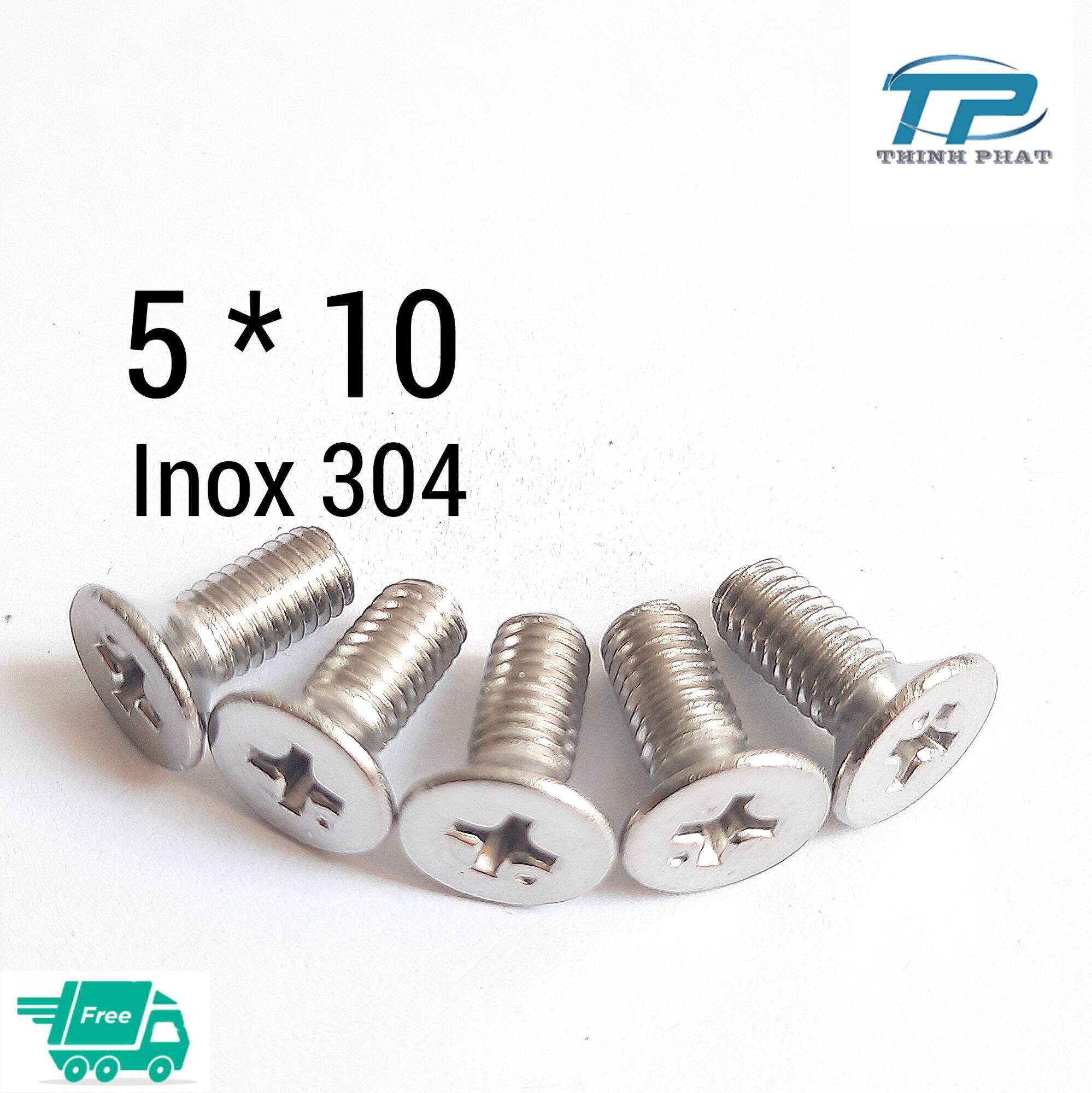 30 con vít inox 304 nguyên chất M5 *10 ( Đầu bằng ren mịn ) Chọn mua 30 , 50 hoặc 100 con sẽ rẻ hơn